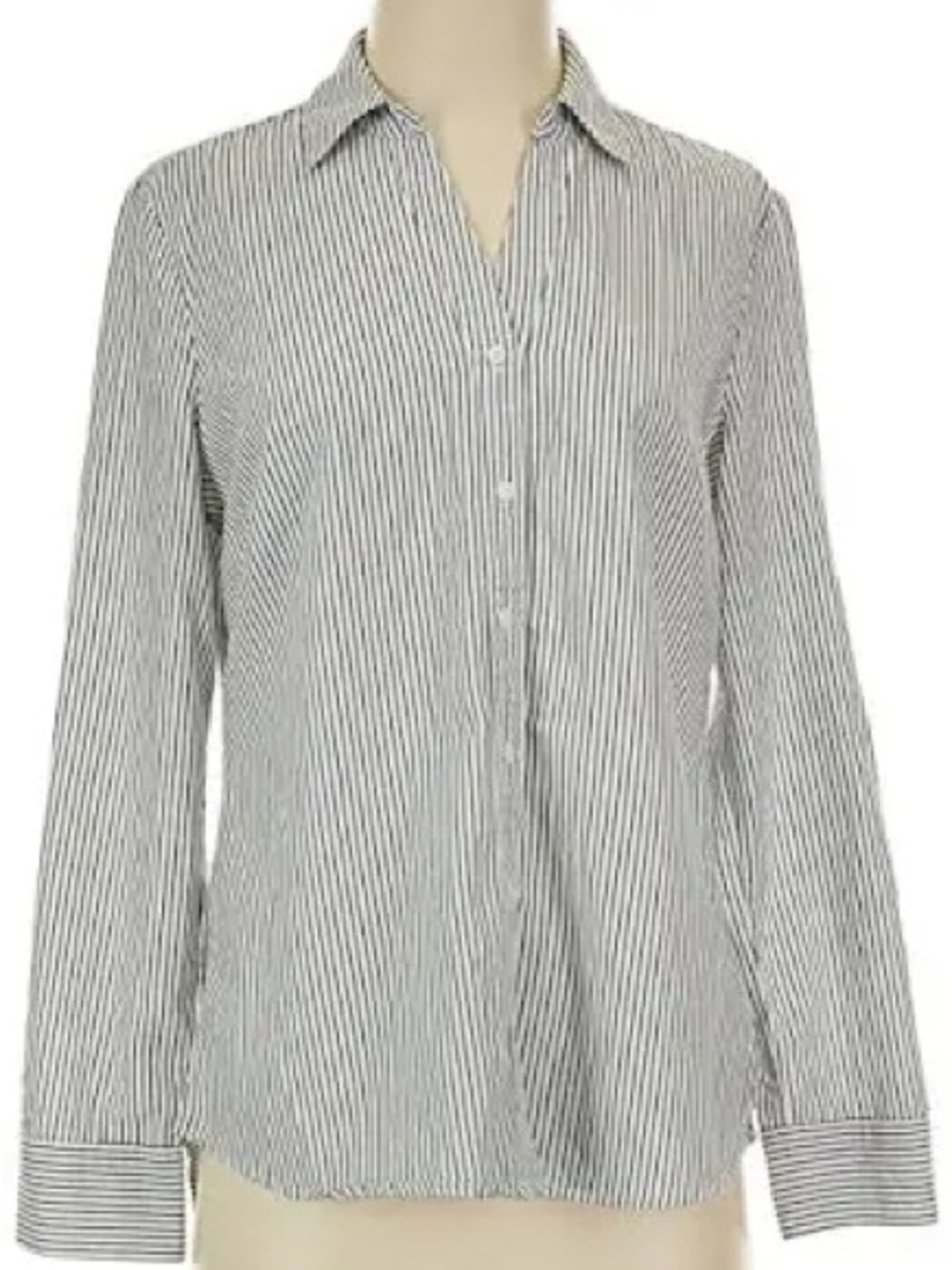 Brina & Em Black & White Striped Button-Up Shirt XXL